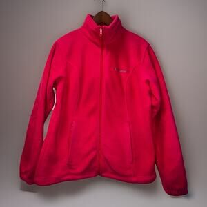 Columbia Size L Women’s Hot Pink Fleece Full Zip Pockets Outdoor Jacket